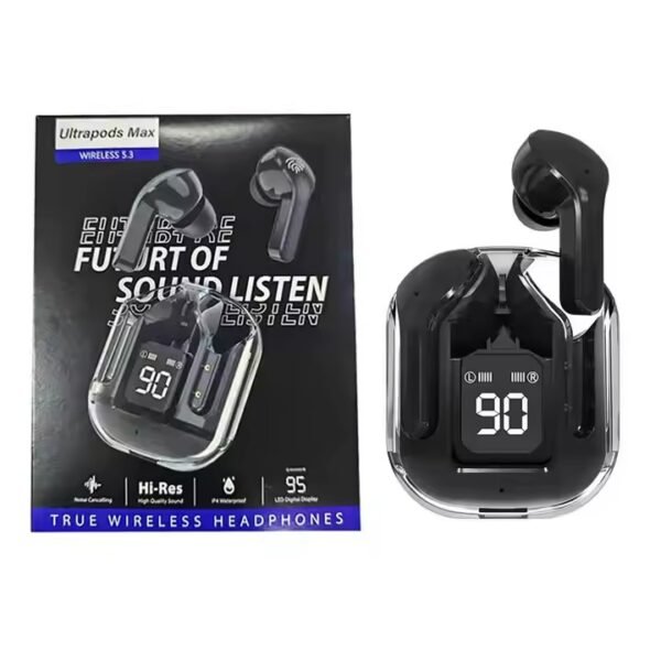 STILL Black BT Wireless Earphones Transparent In Ear Headset ENC Sports Headphones LED Power Digital Display Stereo Sound Earbuds - Image 3